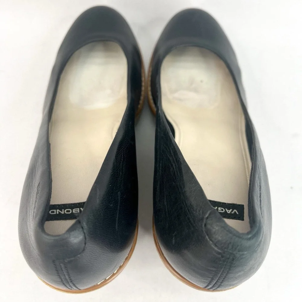 Vagabond Womens 39 9 Florence Pumps Wedge Shoes Black Leather Slip On High Heels